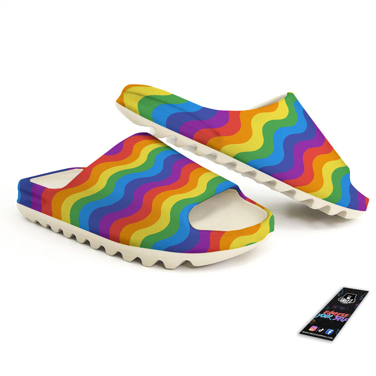 Wave Rainbow Print Pattern Sandals-grizzshop
