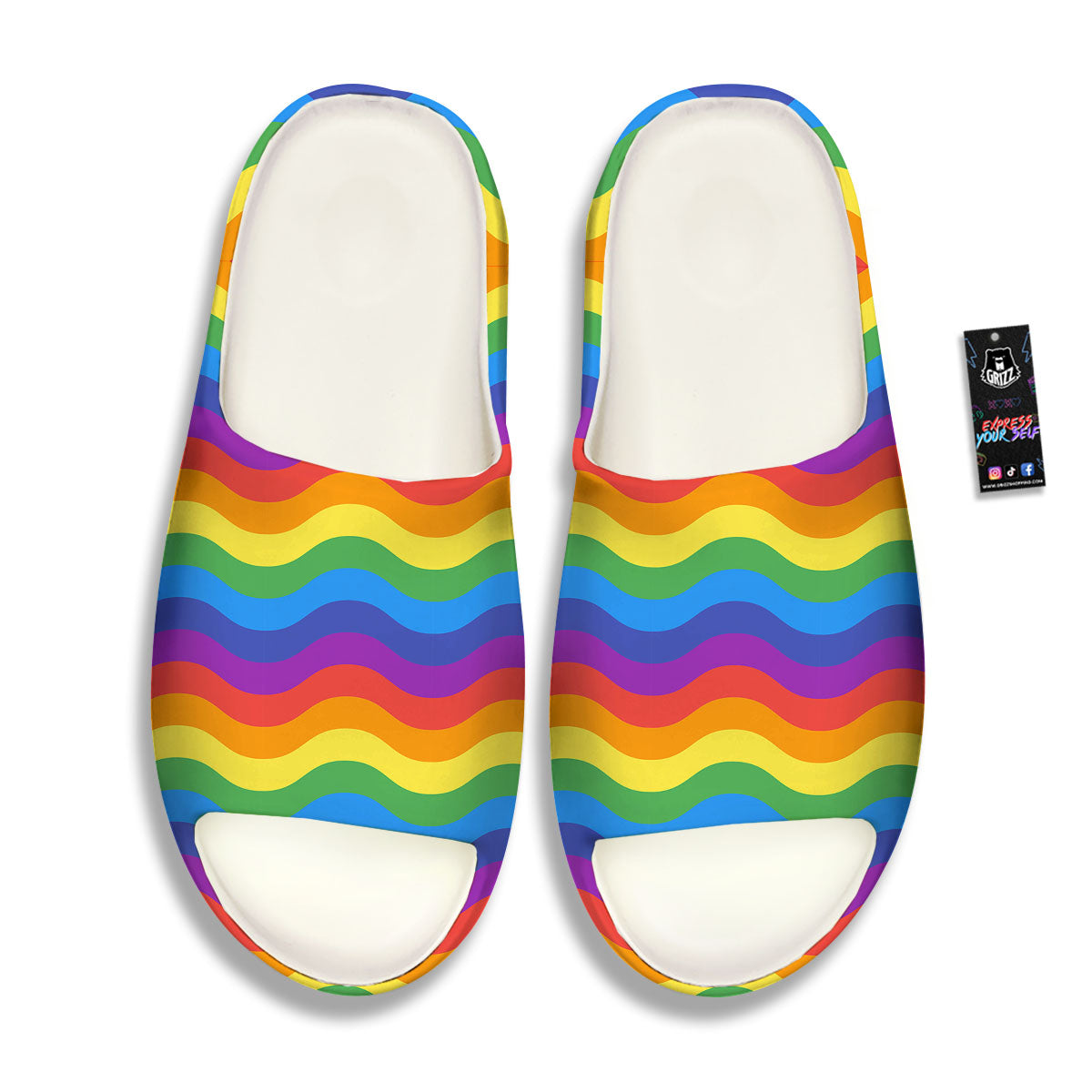 Wave Rainbow Print Pattern Sandals-grizzshop