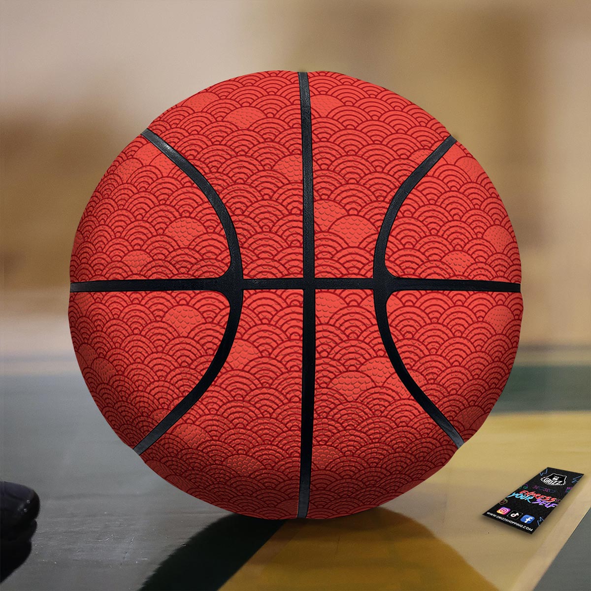 White Lily Black Print Pattern Basketball