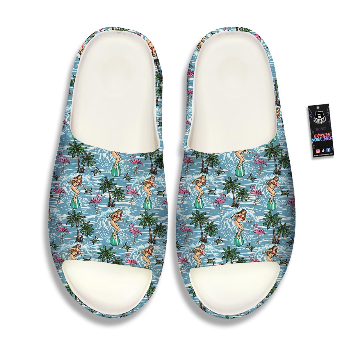 Wave Surfing Print Pattern Sandals-grizzshop
