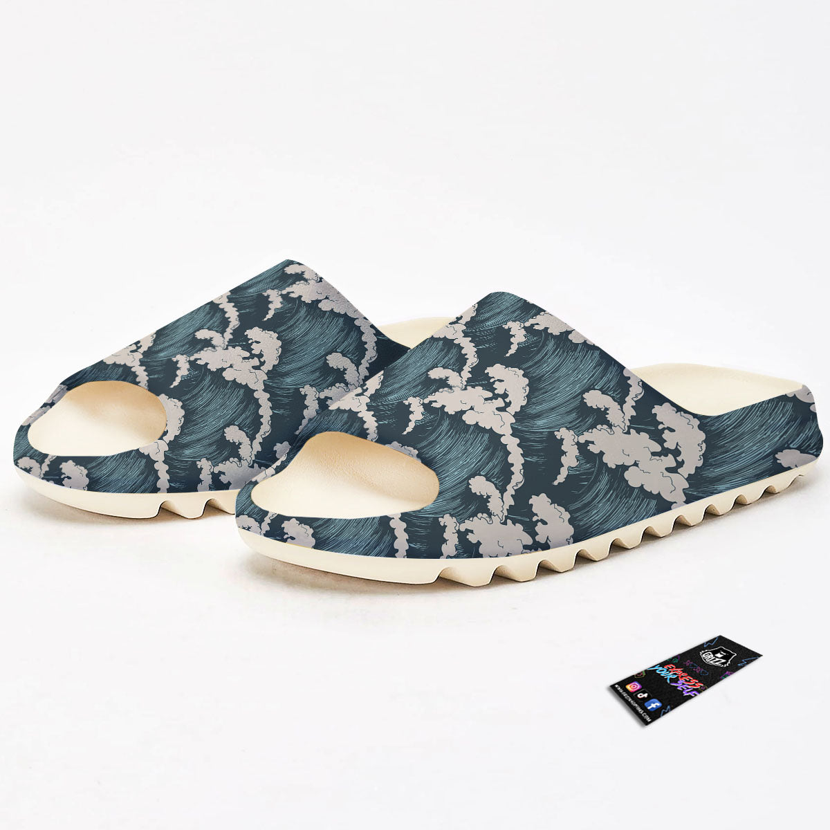 Wave Water Print Pattern Sandals-grizzshop