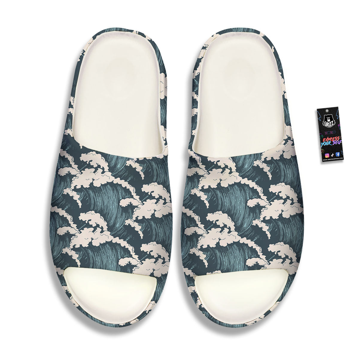 Wave Water Print Pattern Sandals-grizzshop