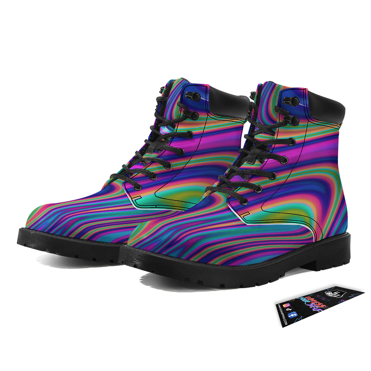 Waves Holographic Print Boots-grizzshop