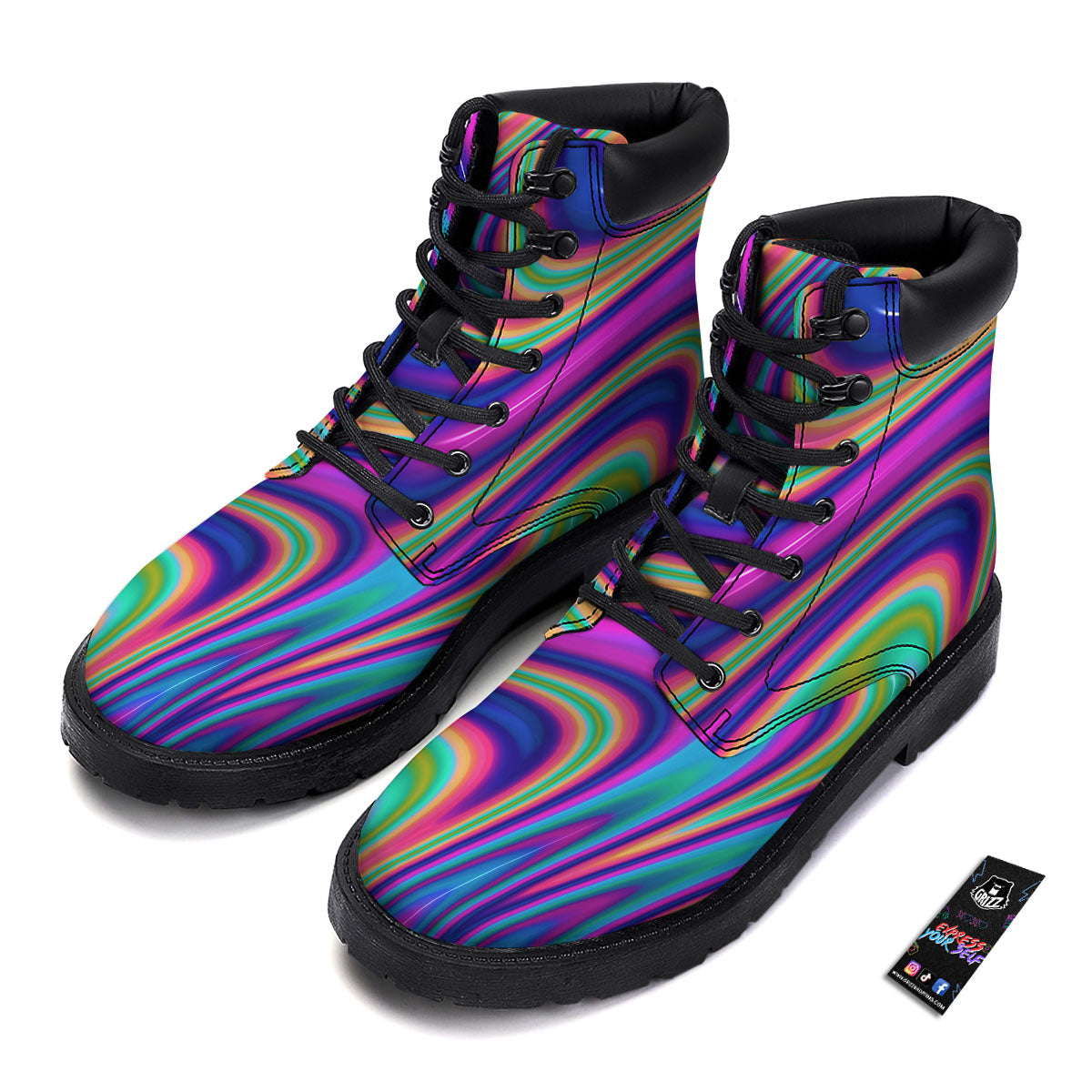 Waves Holographic Print Boots-grizzshop