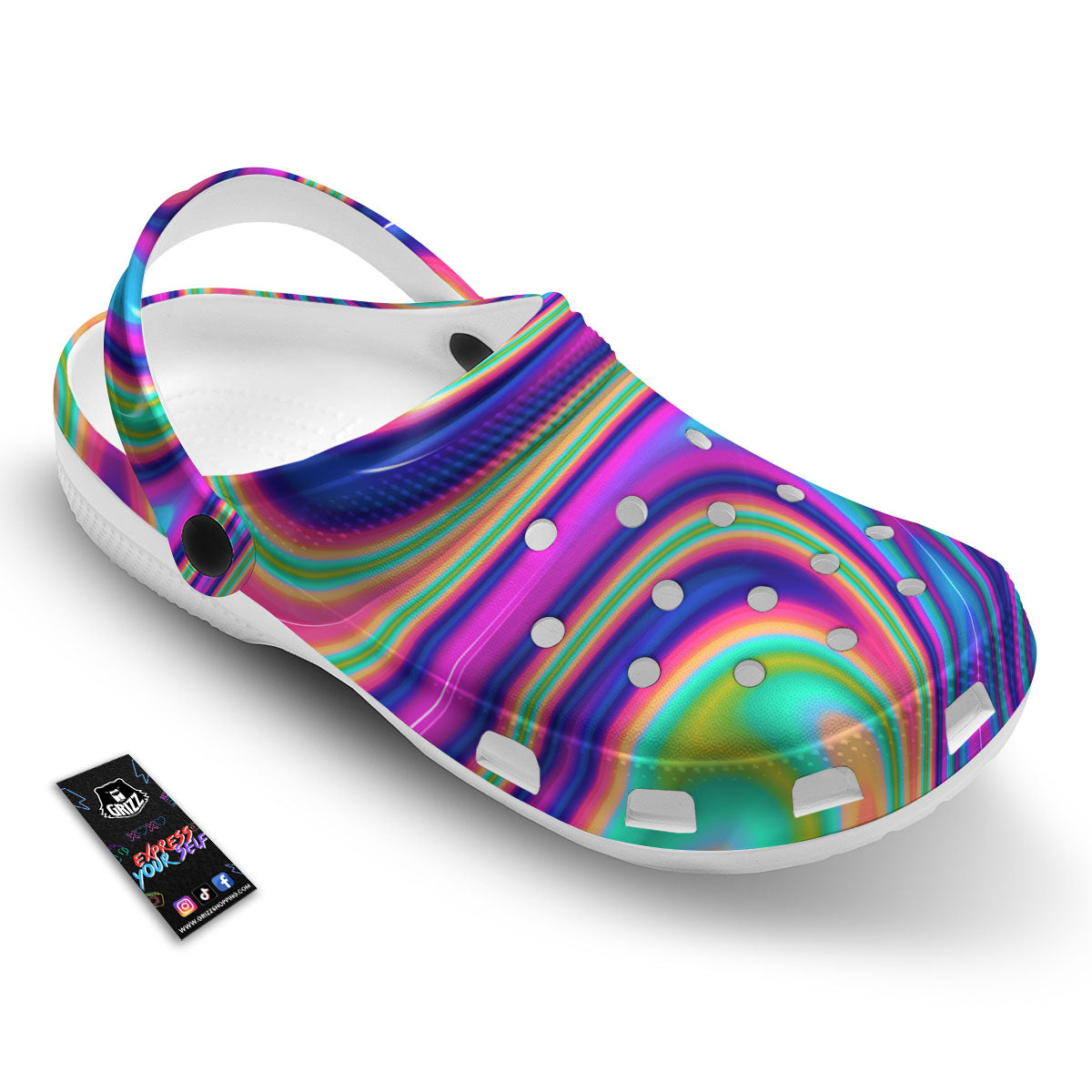 Waves Holographic Print Clog-grizzshop