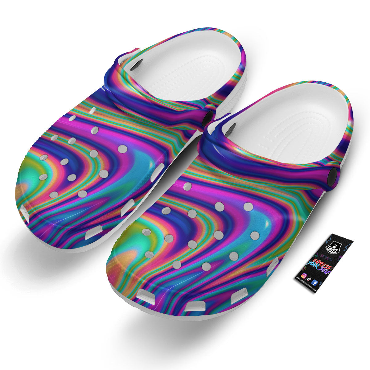 Waves Holographic Print Clog-grizzshop