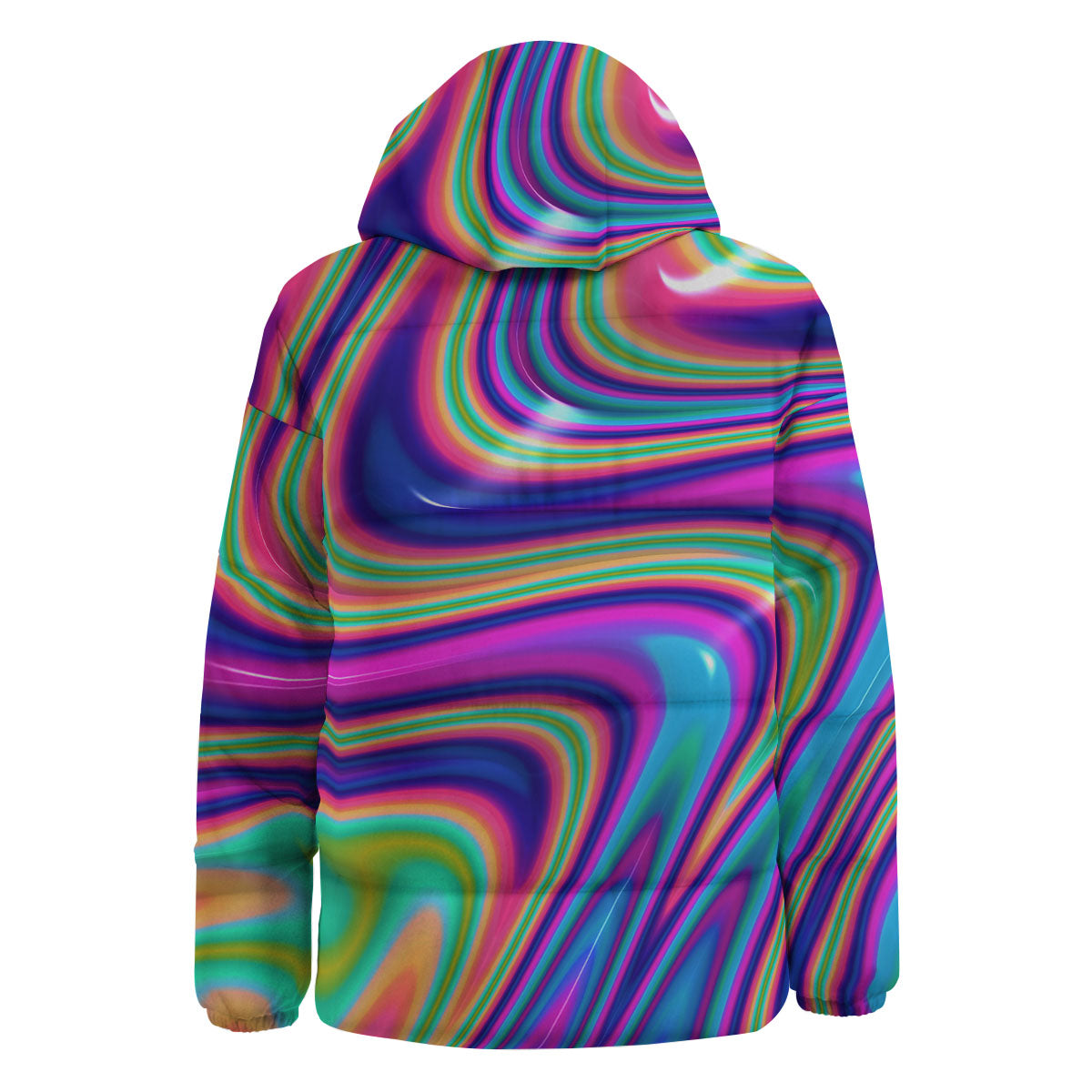 Waves Holographic Print Down Jacket-grizzshop
