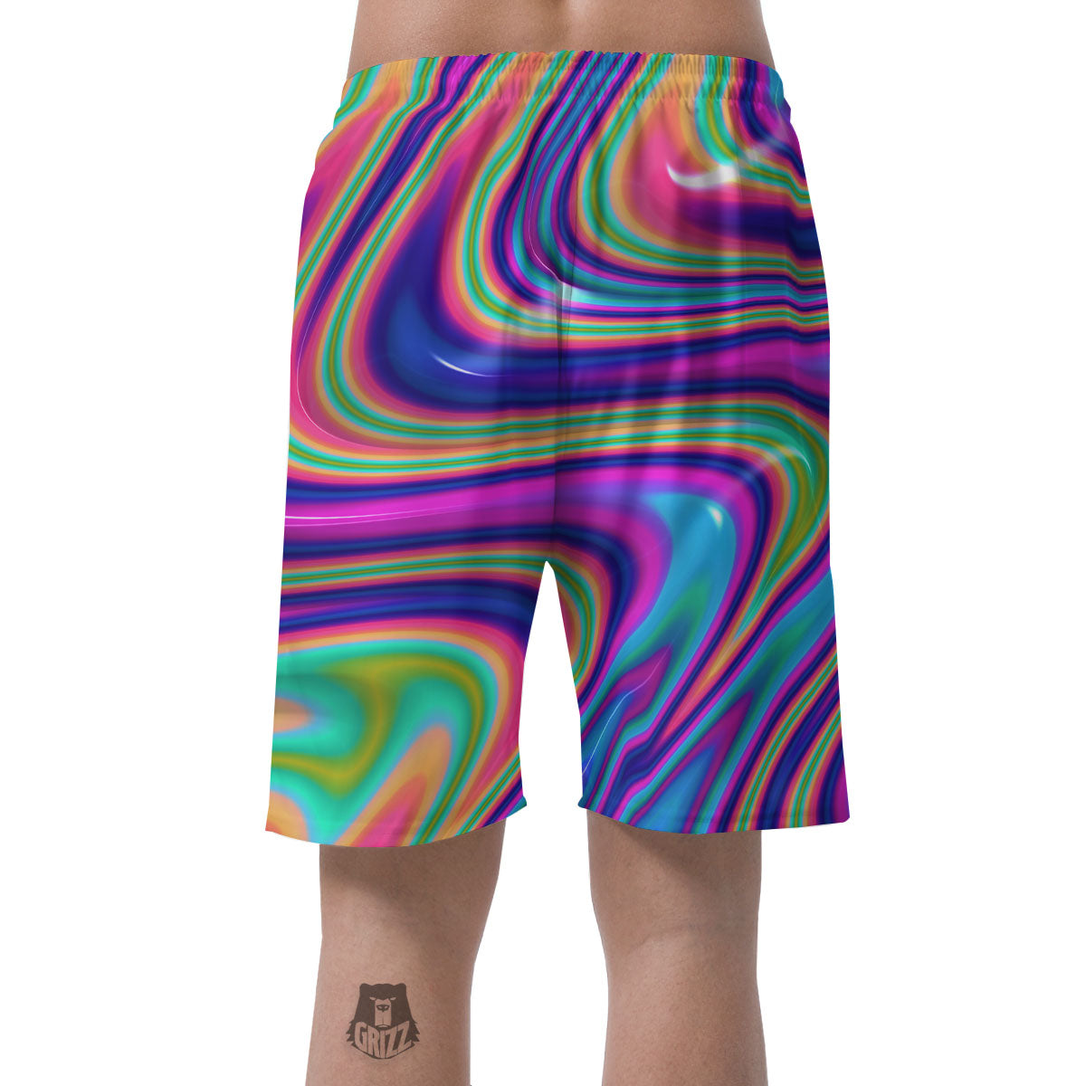Waves Holographic Print Men's Shorts-grizzshop