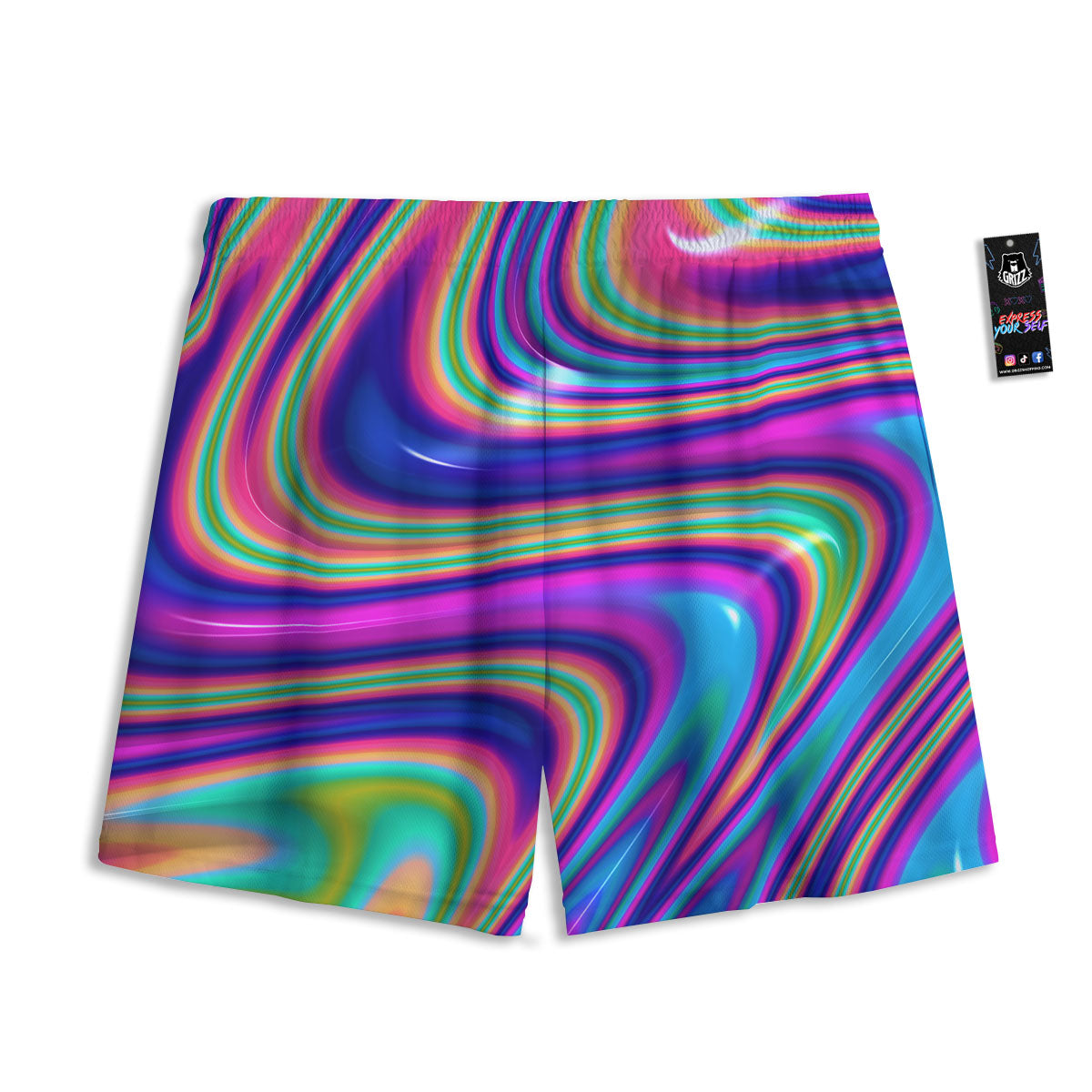 Waves Holographic Print Mesh Shorts