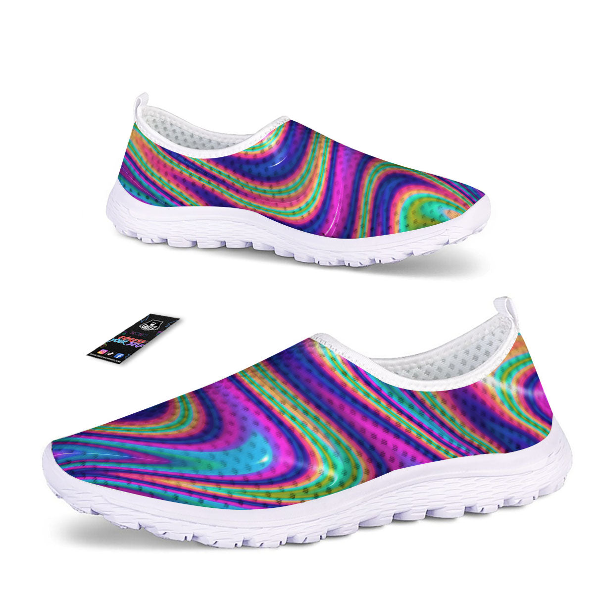 Waves Holographic Print Nurse Shoes-grizzshop