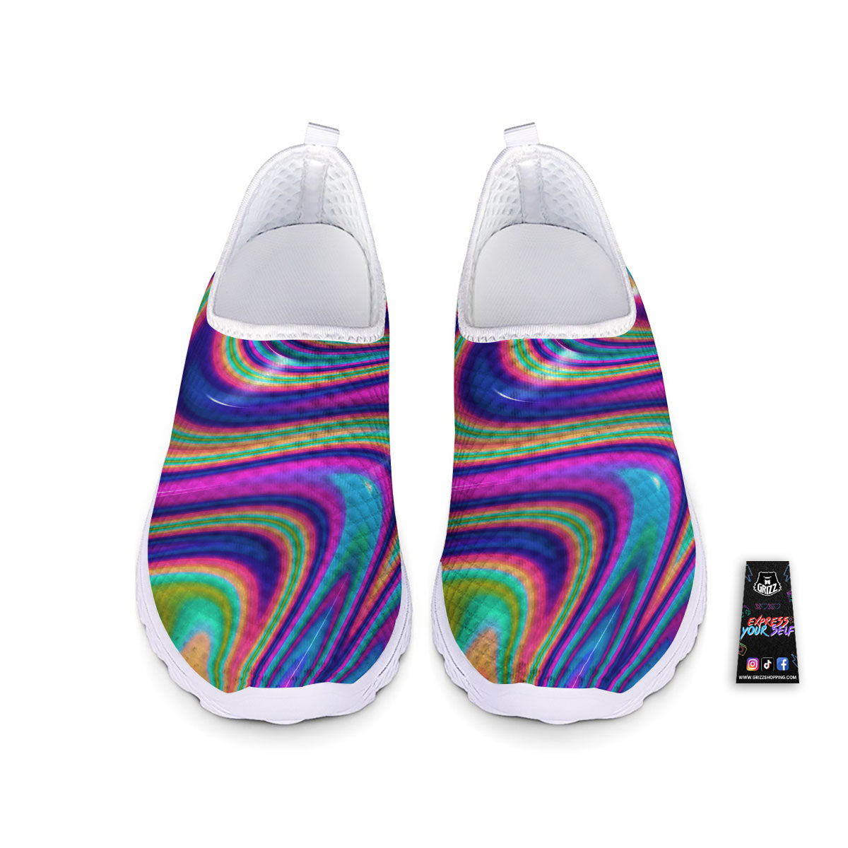 Waves Holographic Print Nurse Shoes-grizzshop