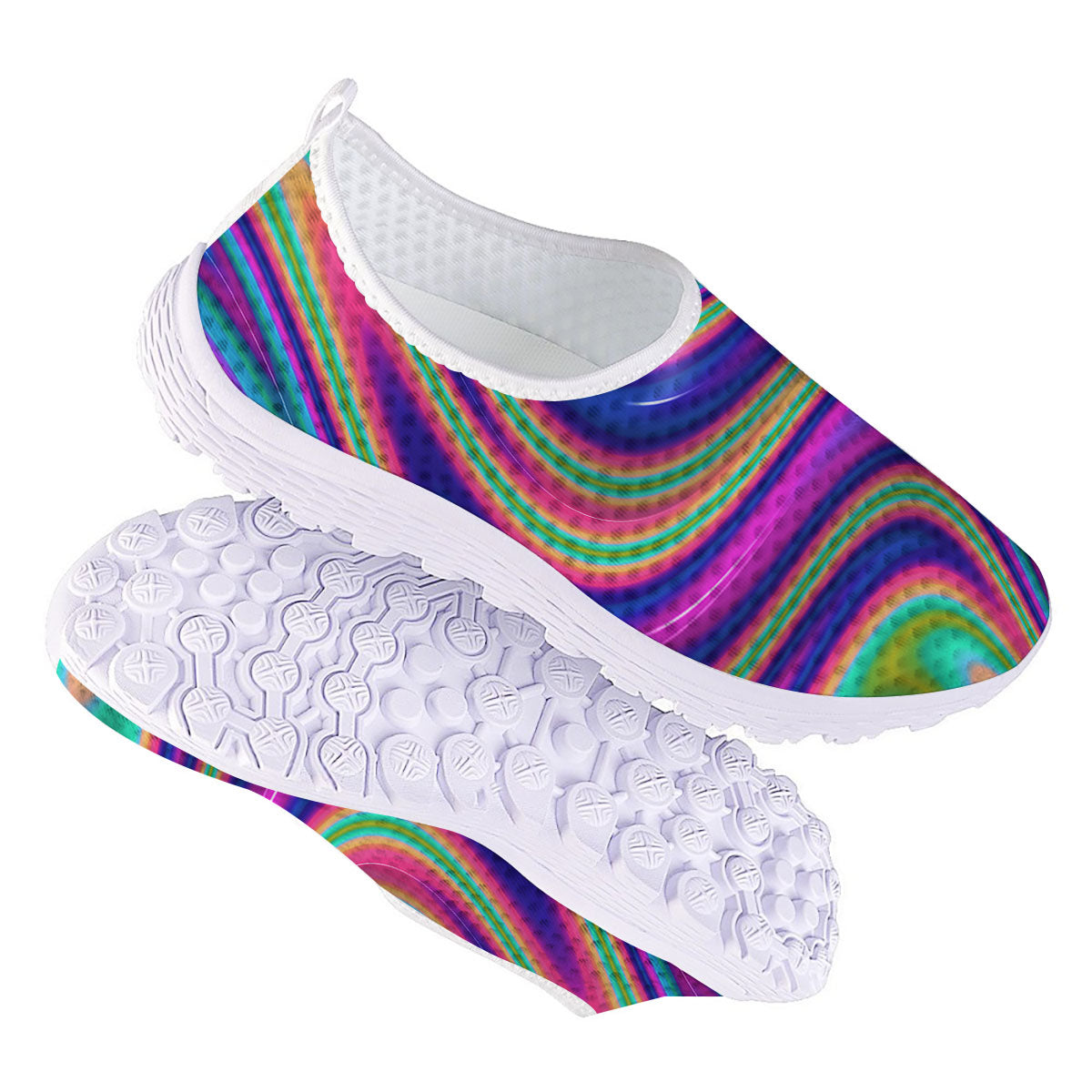 Waves Holographic Print Nurse Shoes-grizzshop