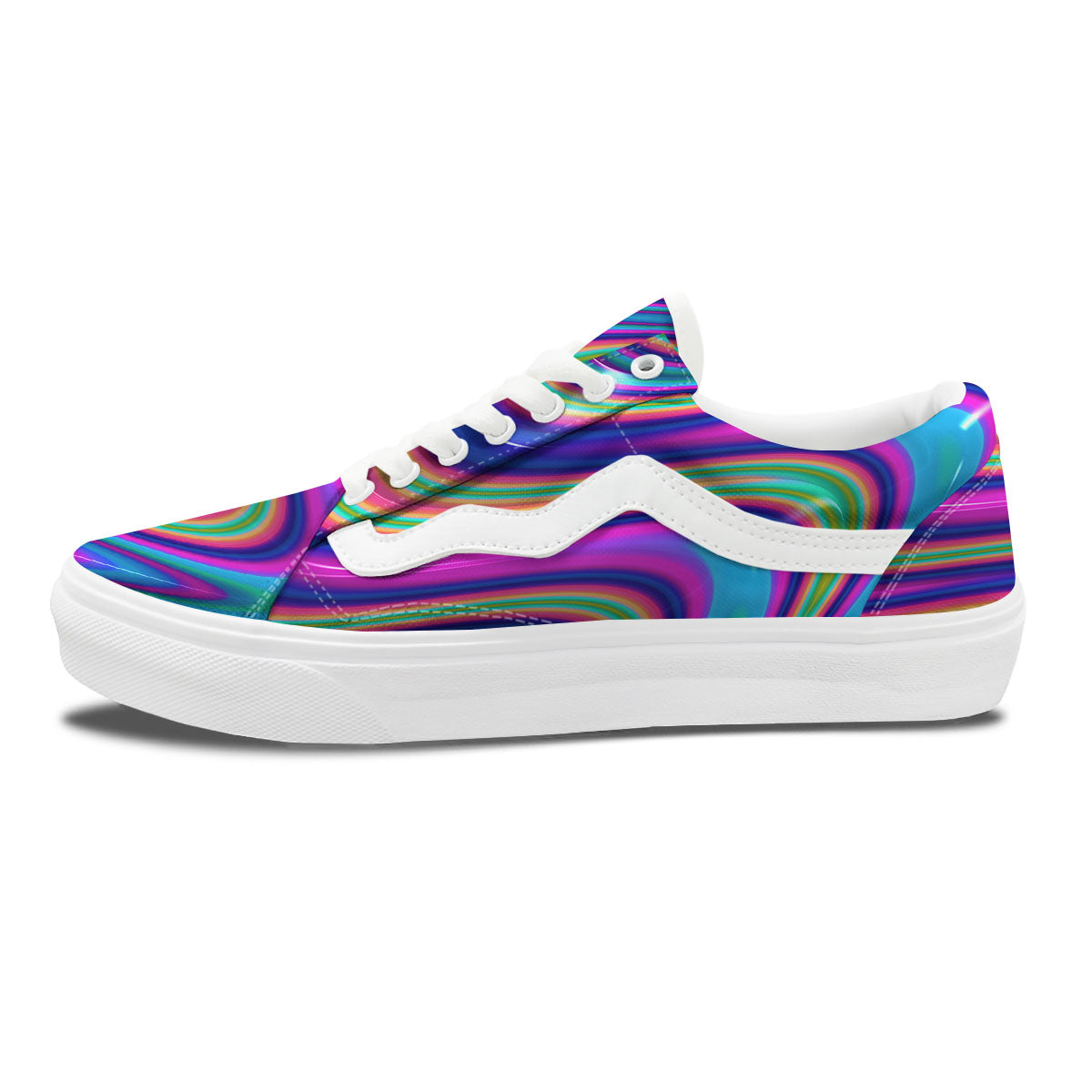 Waves Holographic Print Skate Shoes-grizzshop