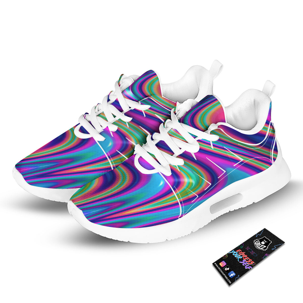 Waves Holographic Print Tennis Shoes-grizzshop