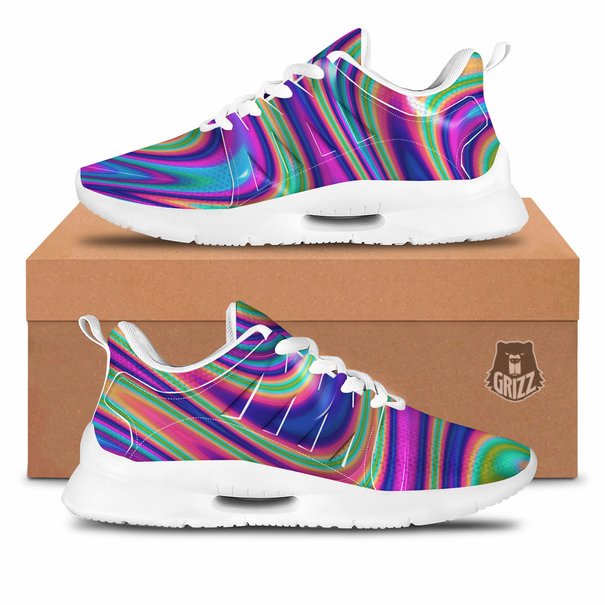 Waves Holographic Print Tennis Shoes-grizzshop