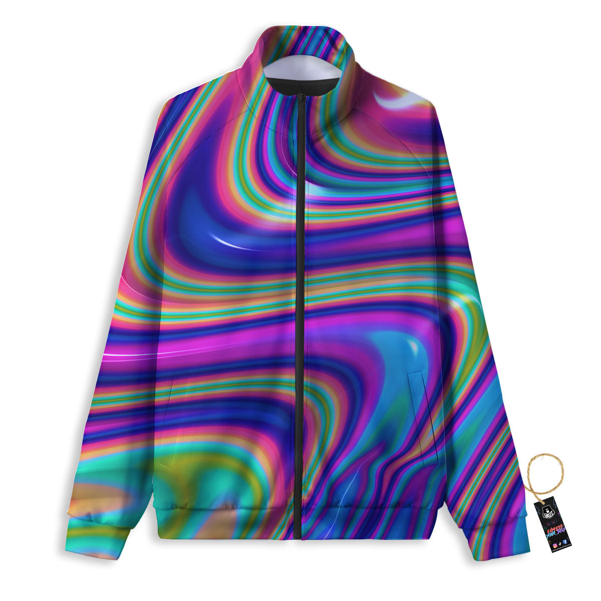 Waves Holographic Print Track Jacket-grizzshop