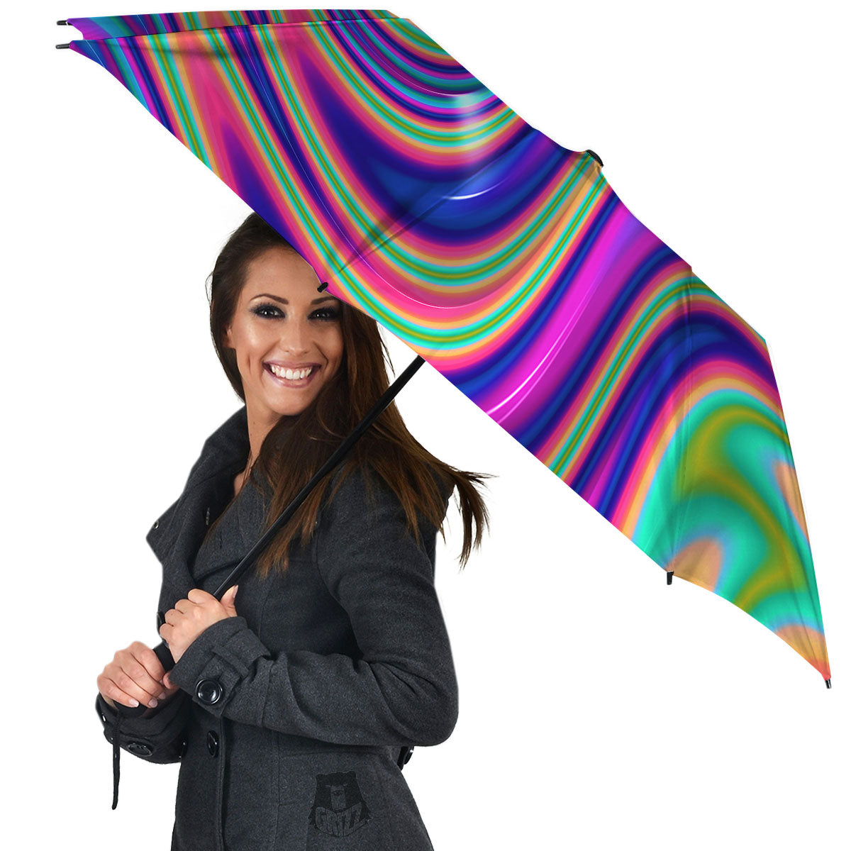 Waves Holographic Print Umbrella-grizzshop