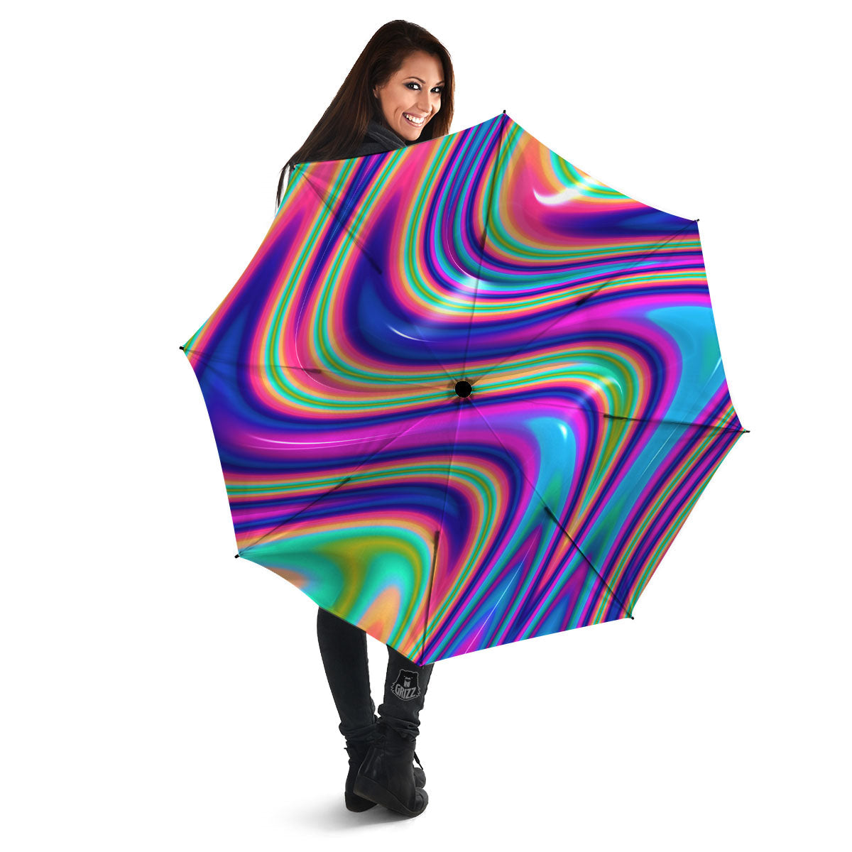 Waves Holographic Print Umbrella-grizzshop