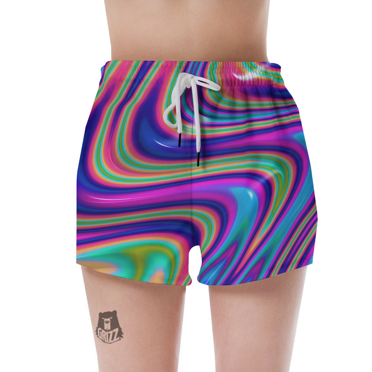 Waves Holographic Print Women's Shorts-grizzshop