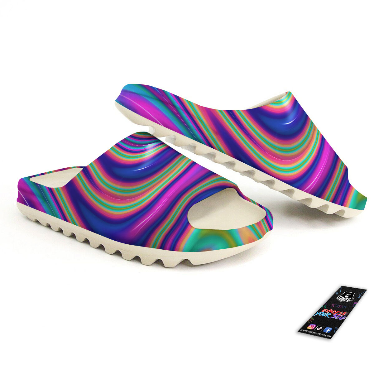 Waves Holographic Print Sandals-grizzshop