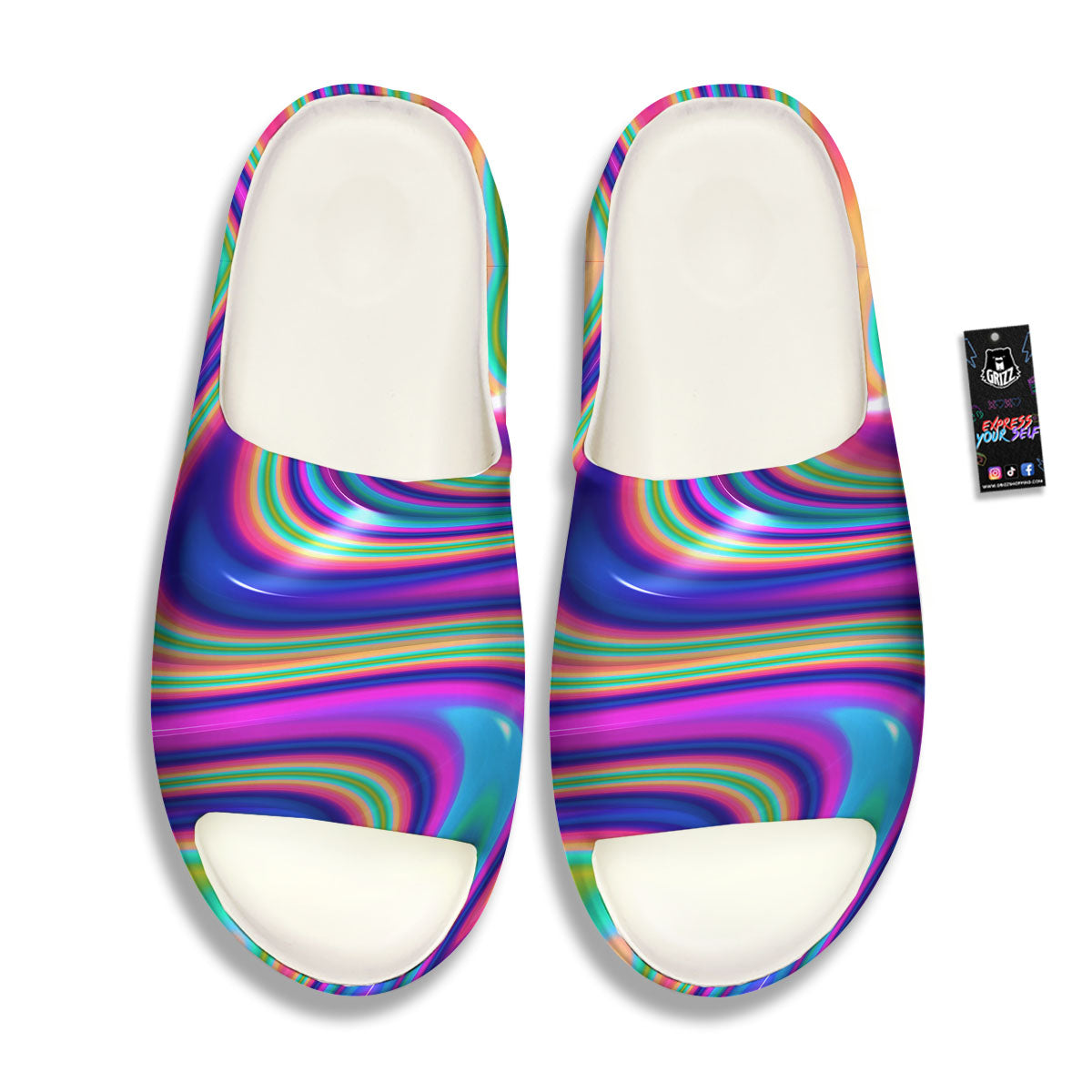 Waves Holographic Print Sandals-grizzshop