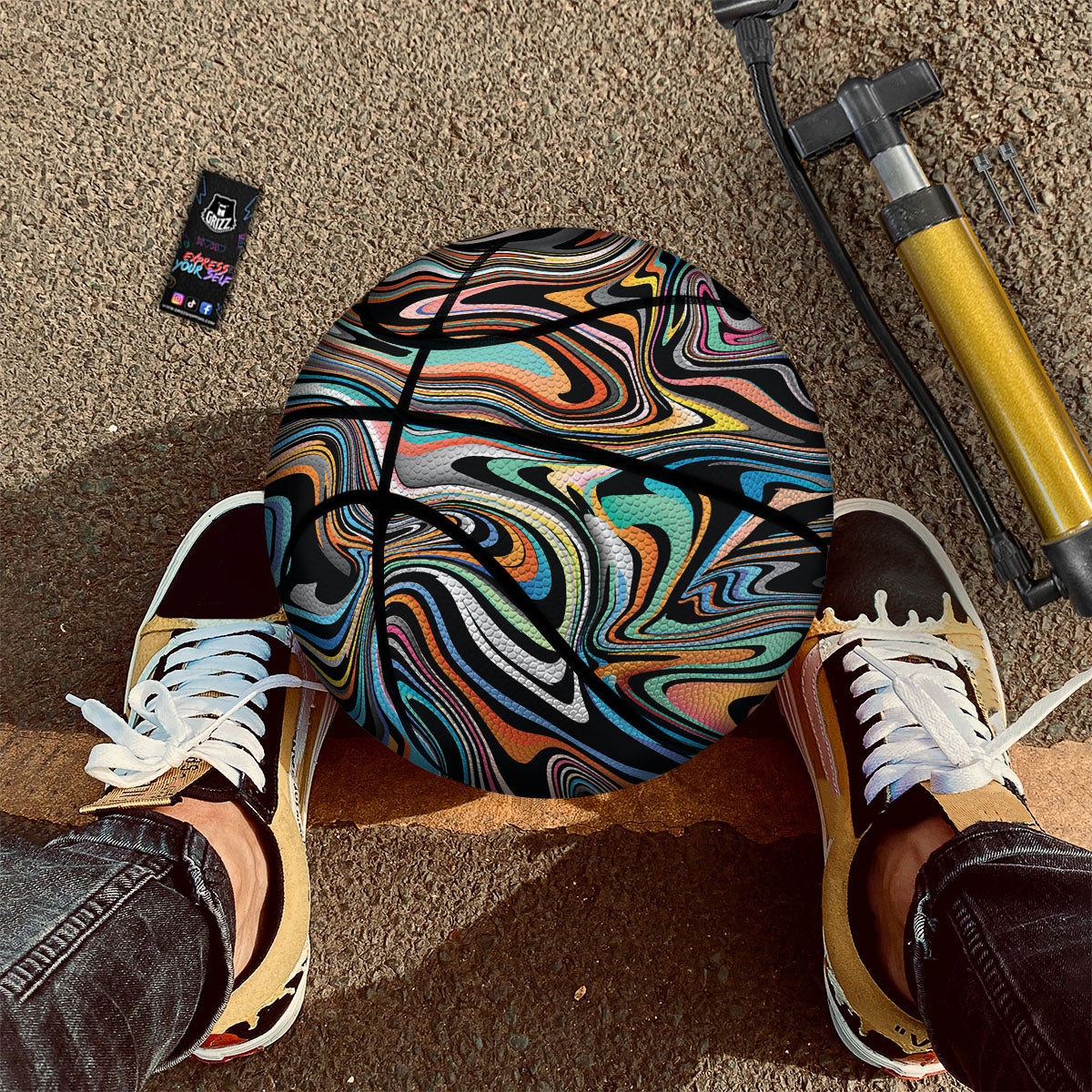 Wavy Psychedelic Print Pattern Basketball-grizzshop