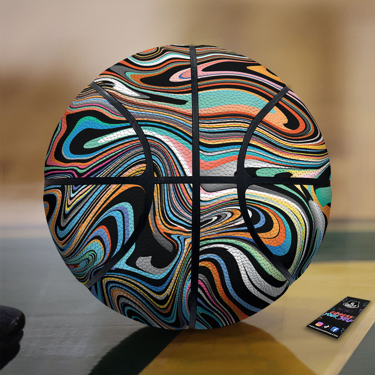 Wavy Psychedelic Print Pattern Basketball-grizzshop