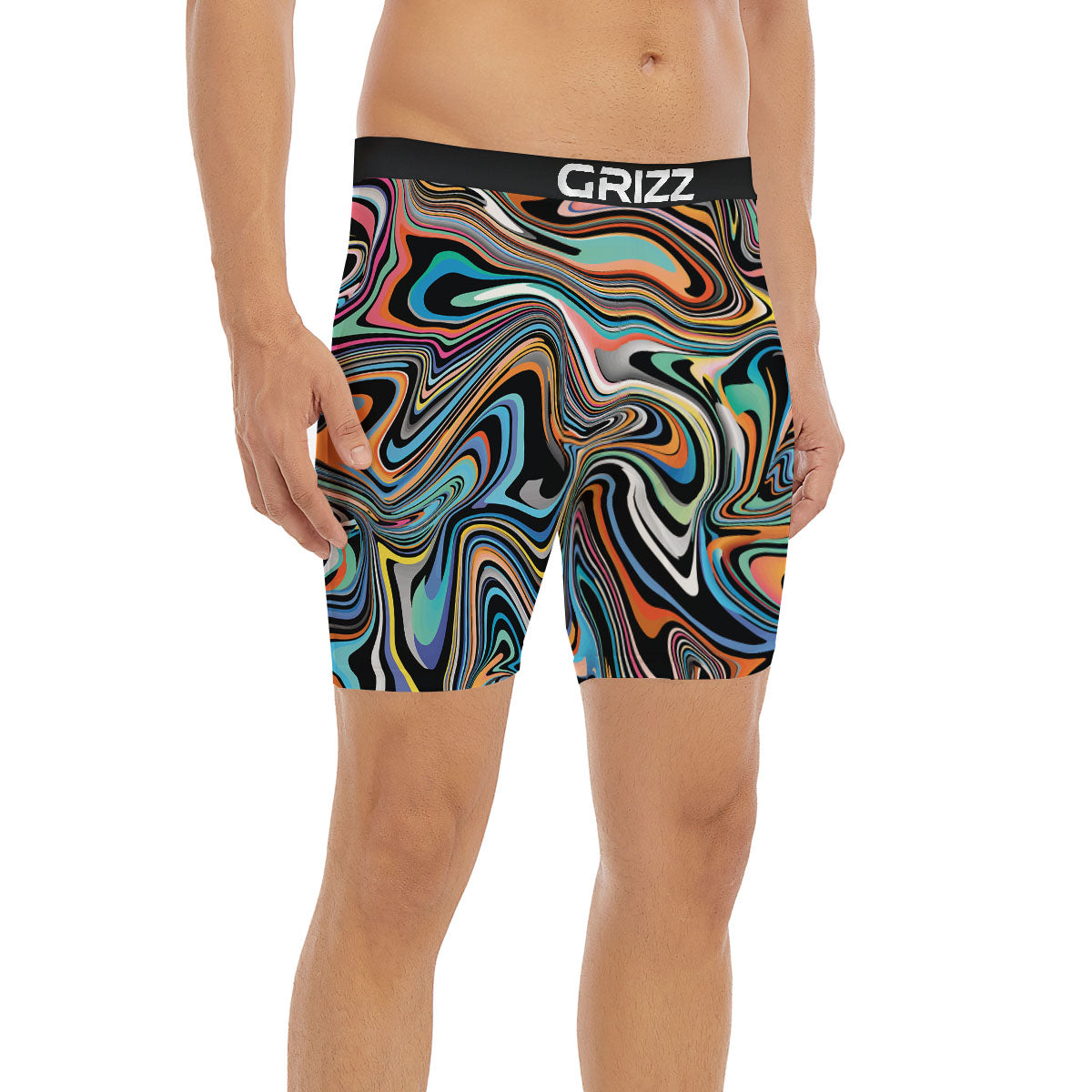 Wavy Psychedelic Print Pattern Boxer Briefs-grizzshop