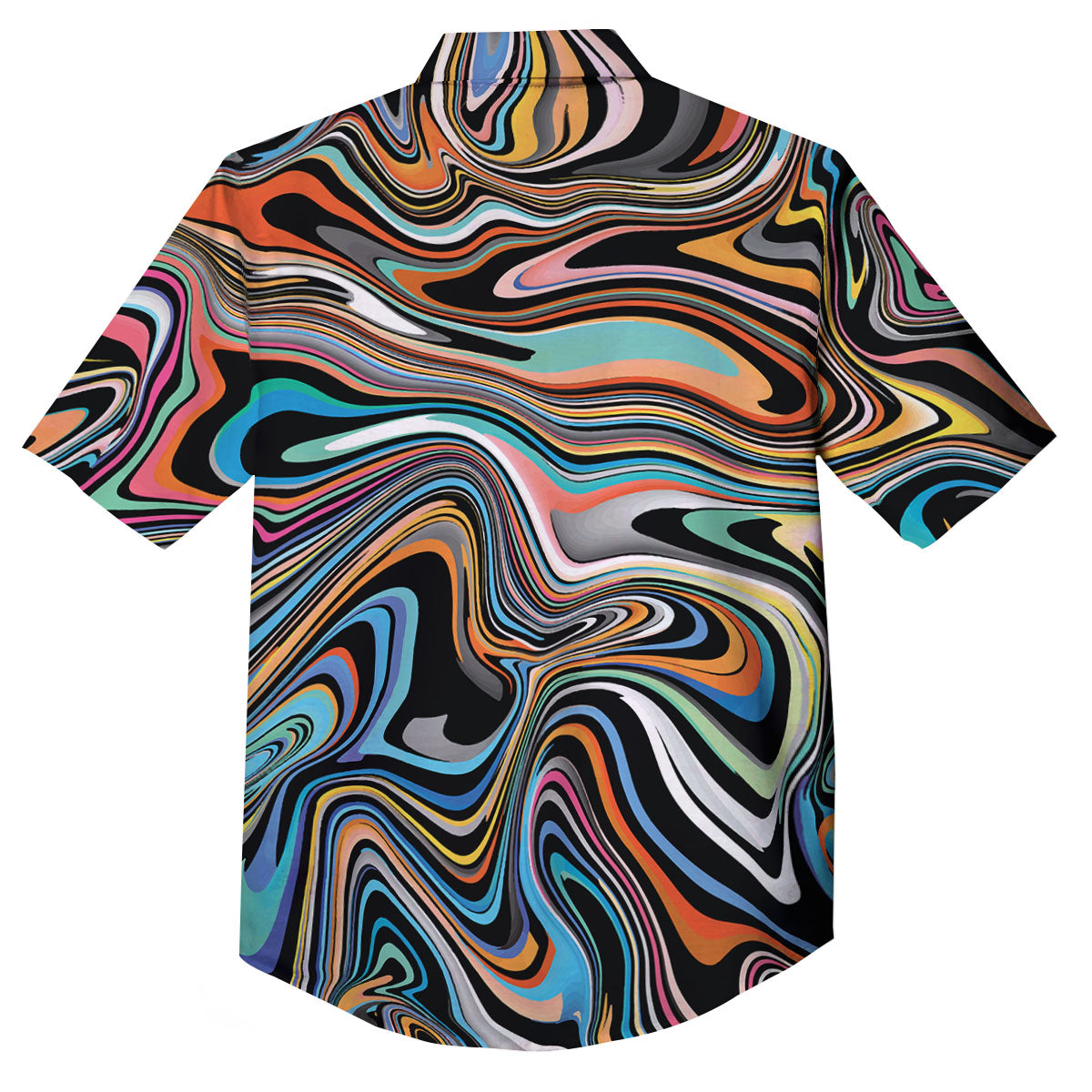 Wavy Psychedelic Print Pattern Button Up Shirt-grizzshop