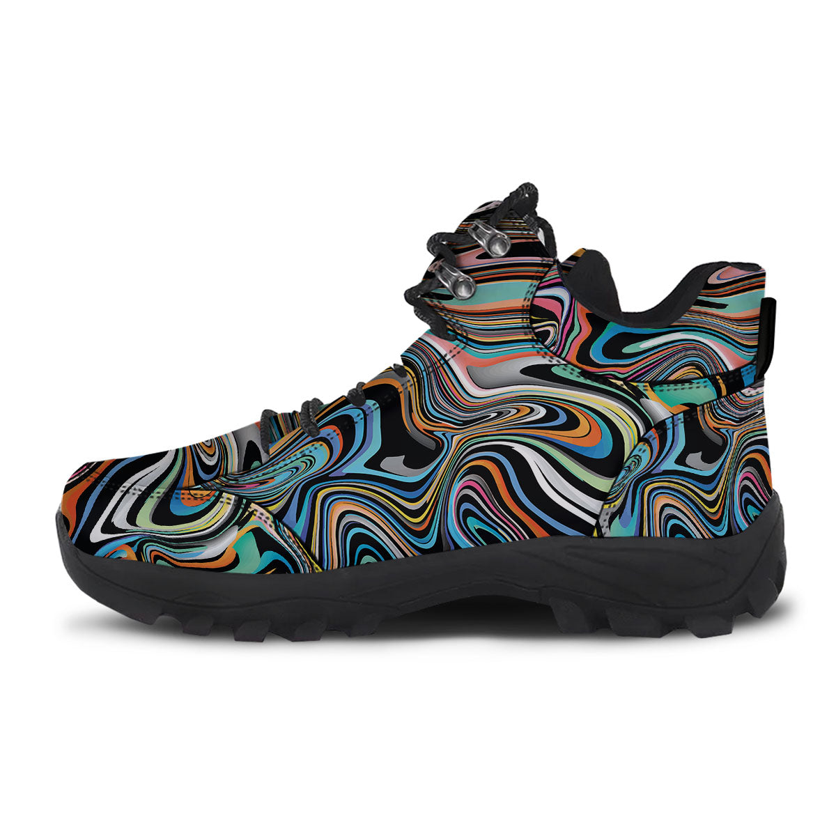 Wavy Psychedelic Print Pattern Hiking Shoes-grizzshop