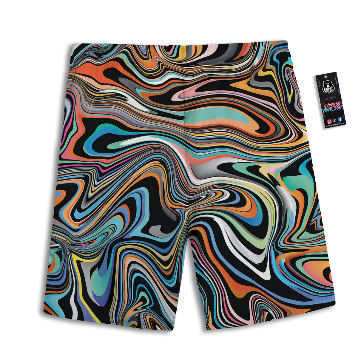 Wavy Psychedelic Print Pattern Men's Athletic Shorts