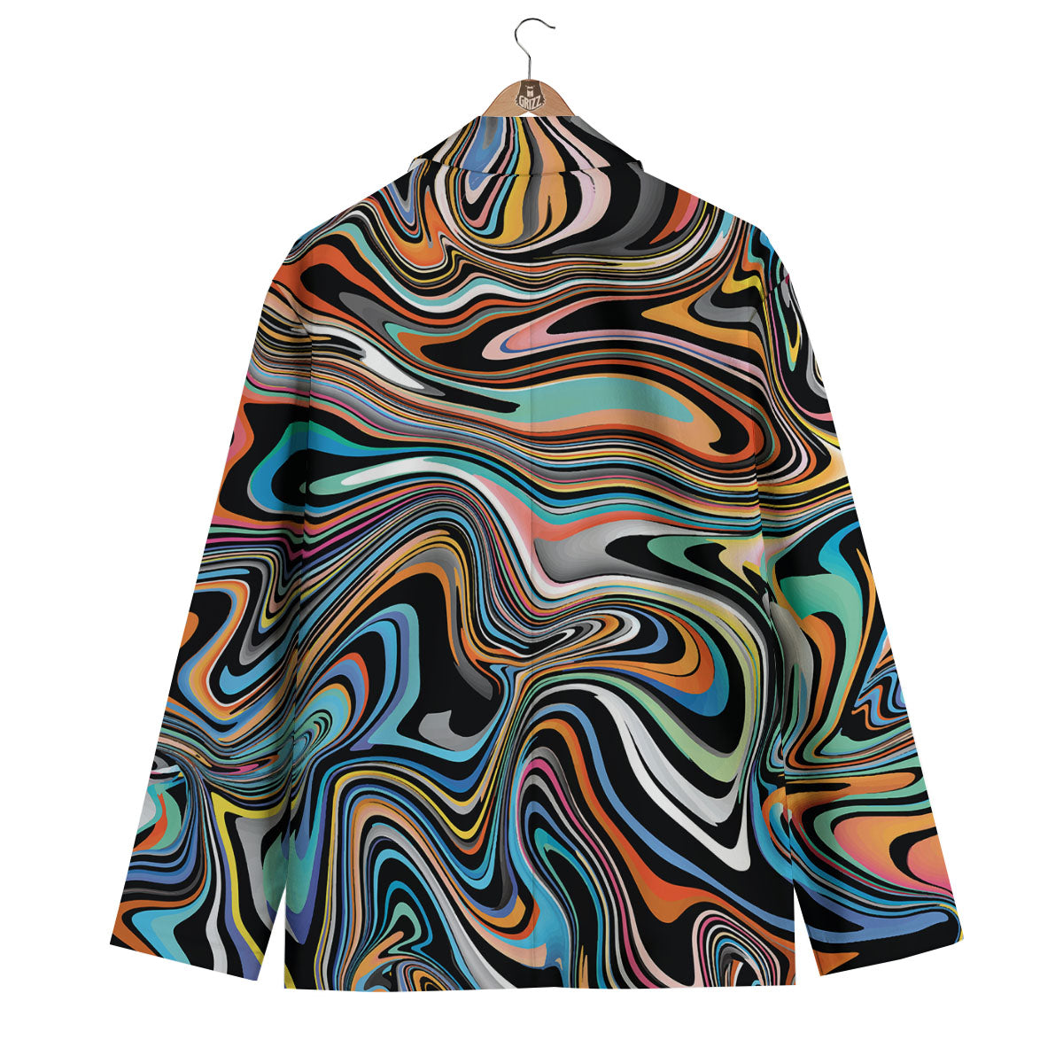 Wavy Psychedelic Print Pattern Men's Blazer-grizzshop