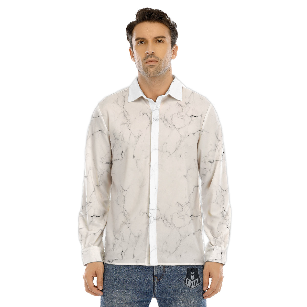 Wavy Psychedelic Print Pattern Men's Dress Shirts-grizzshop