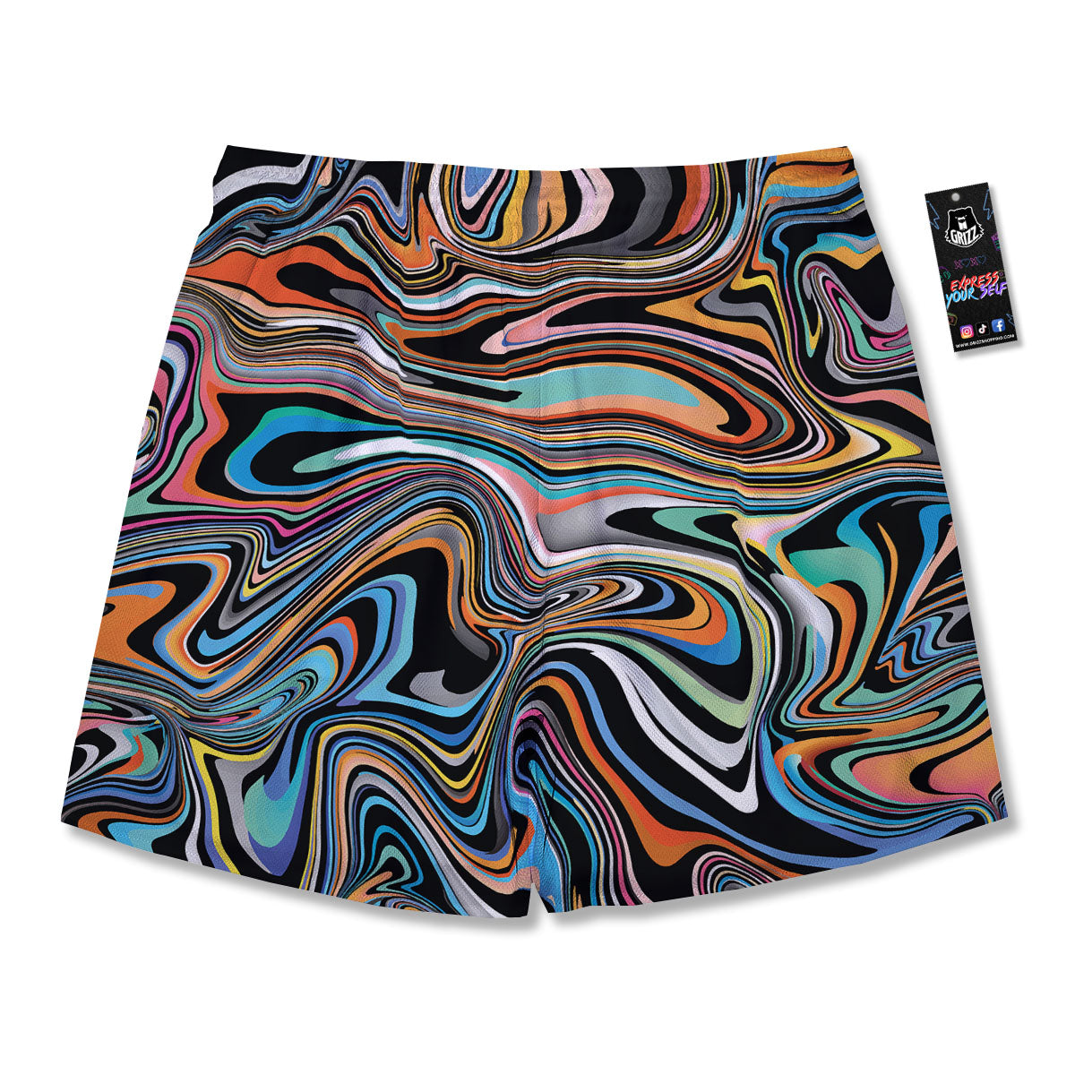 Wavy Psychedelic Print Pattern Men's Running Shorts-grizzshop