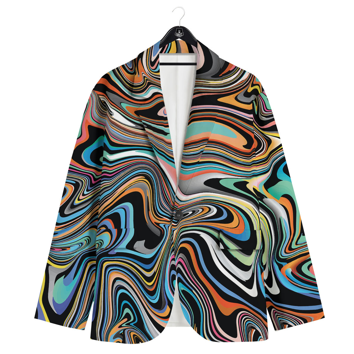 Wavy Psychedelic Print Pattern Men's Sport Coat-grizzshop