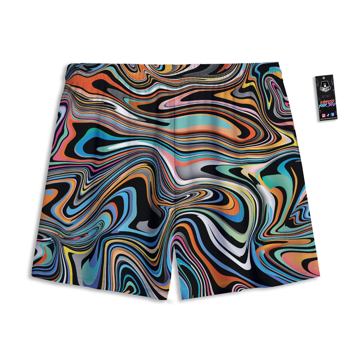 Wavy Psychedelic Print Pattern Mesh Shorts