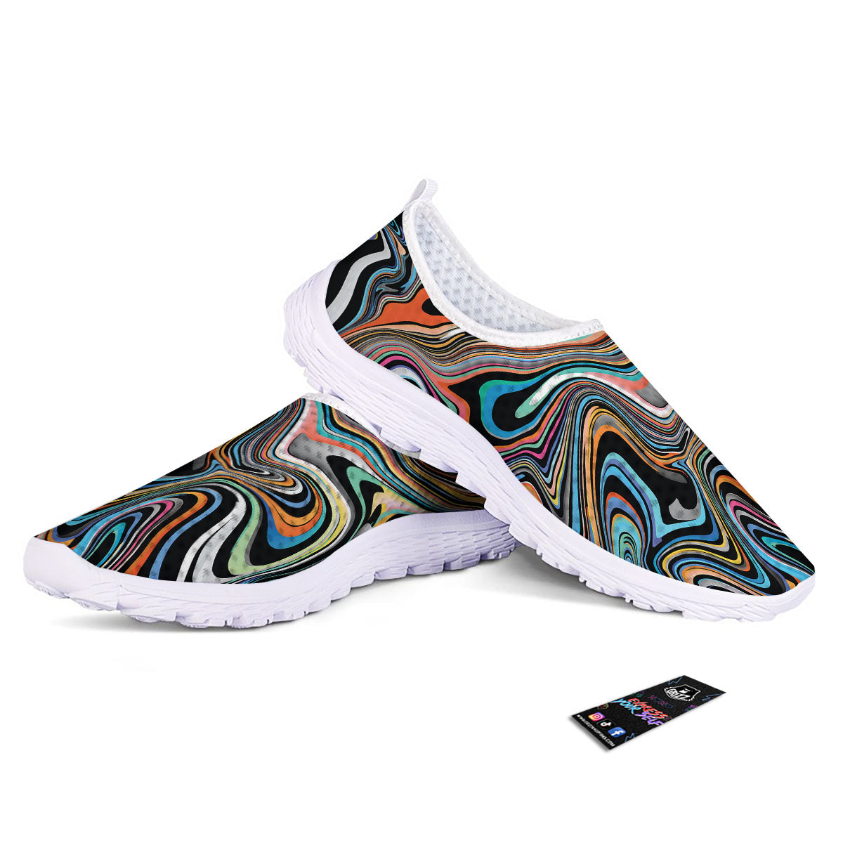 Wavy Psychedelic Print Pattern Nurse Shoes-grizzshop