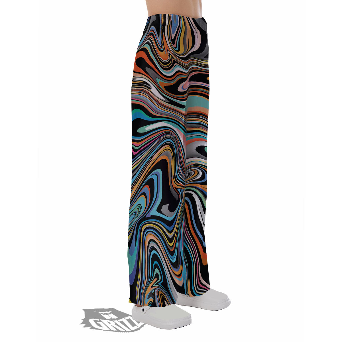 Wavy Psychedelic Print Pattern Pajama Pants-grizzshop