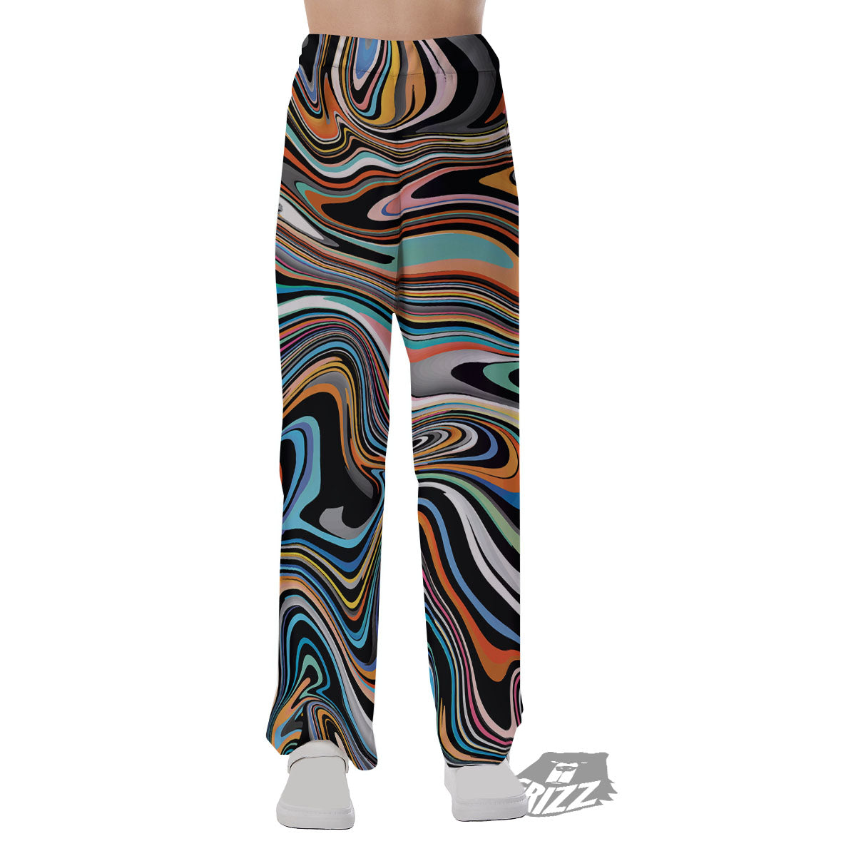 Wavy Psychedelic Print Pattern Pajama Pants-grizzshop