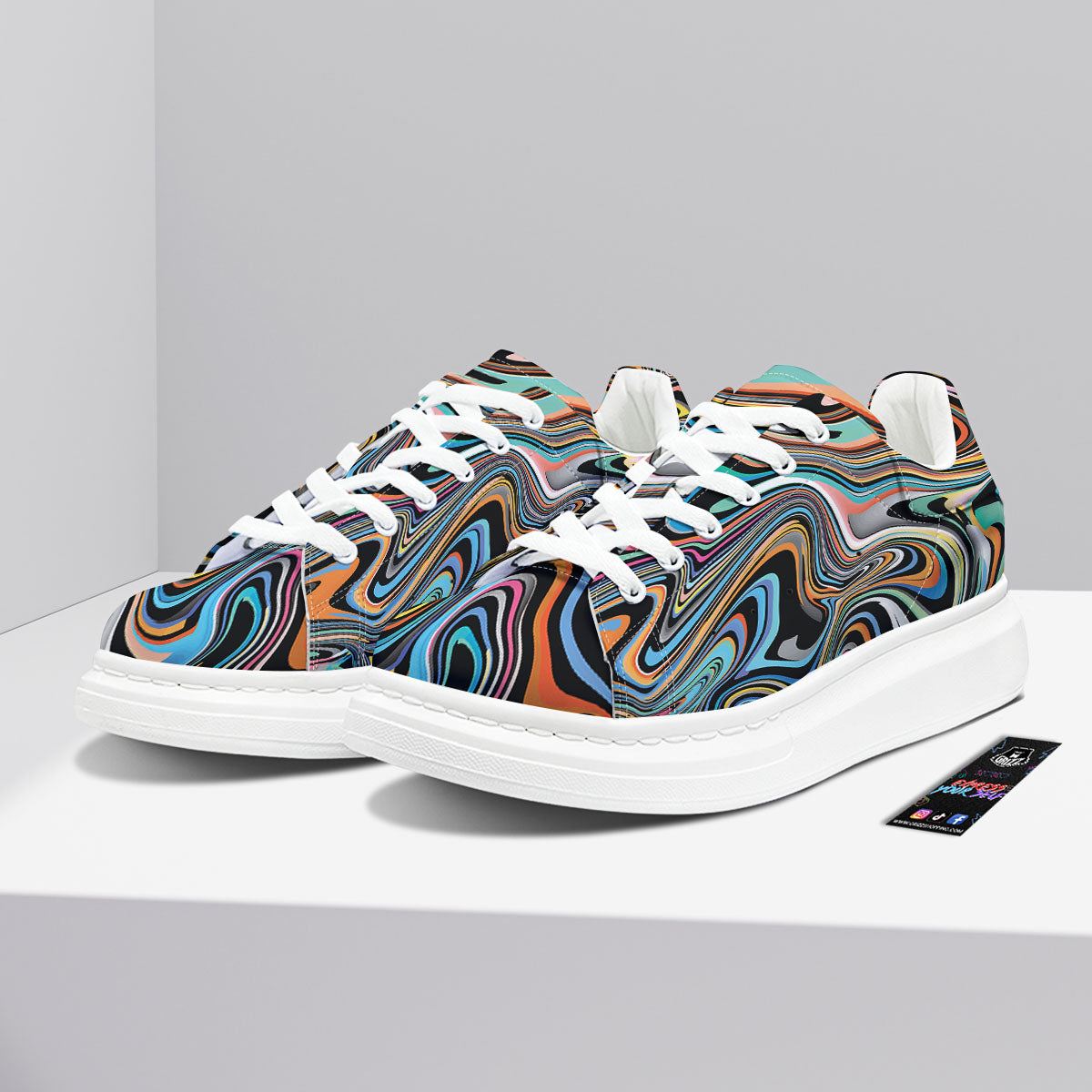 Wavy Psychedelic Print Pattern Platform Shoes-grizzshop