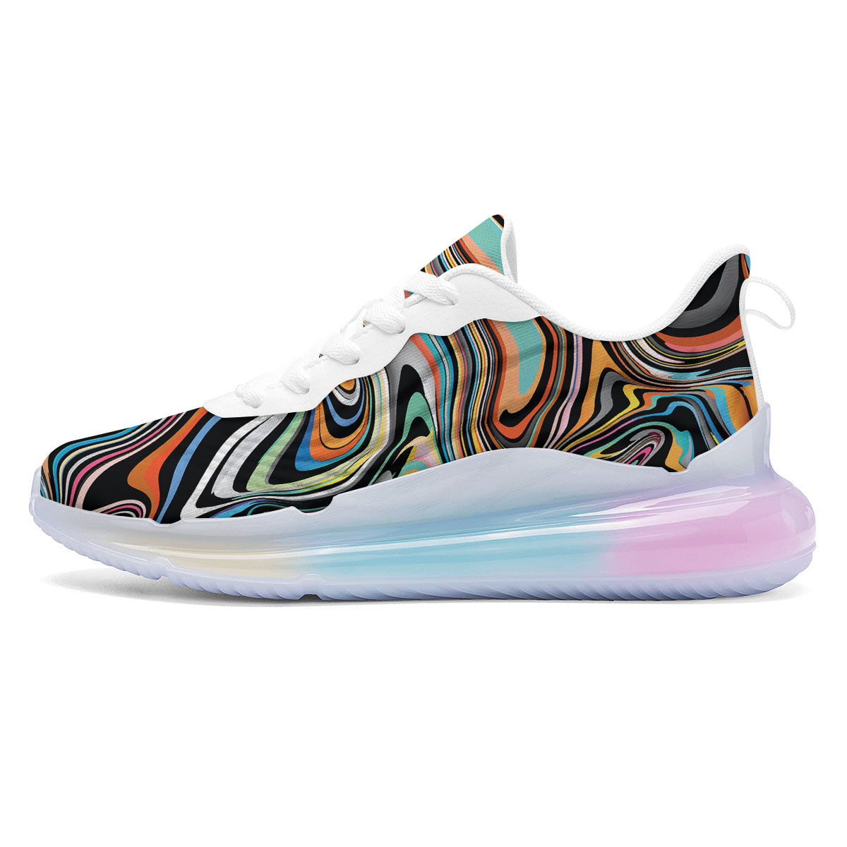 Wavy Psychedelic Print Pattern Running Sneakers-grizzshop