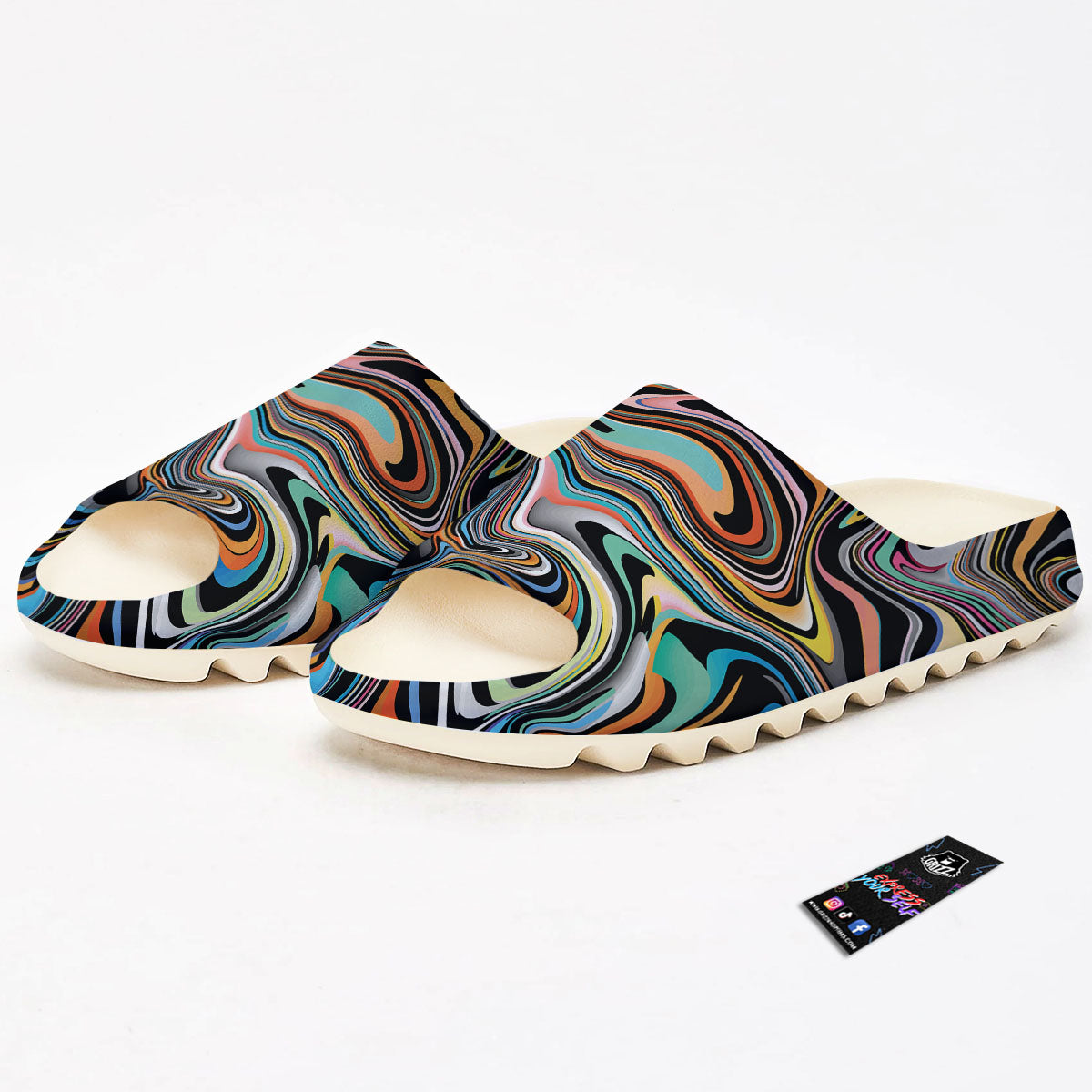 Wavy Psychedelic Print Pattern Sandals-grizzshop