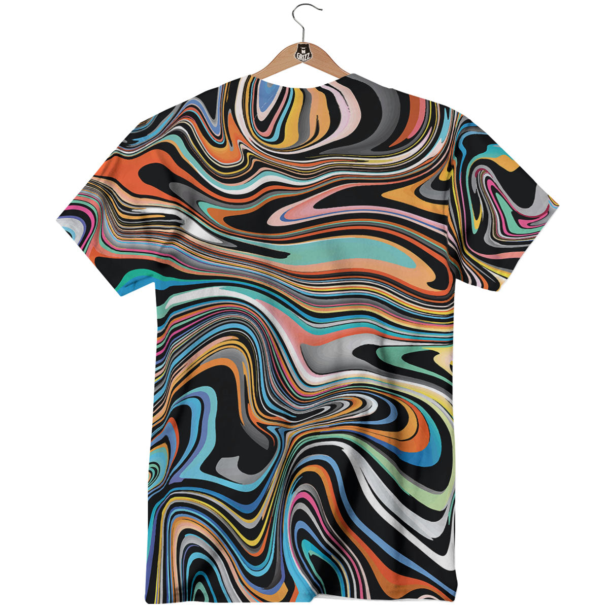 Wavy Psychedelic Print Pattern T-Shirt-grizzshop