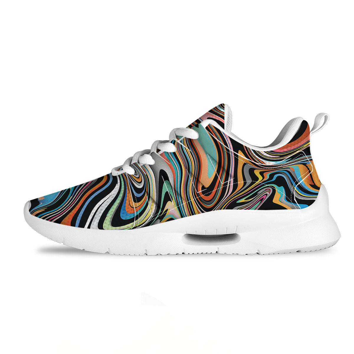 Wavy Psychedelic Print Pattern Tennis Shoes-grizzshop