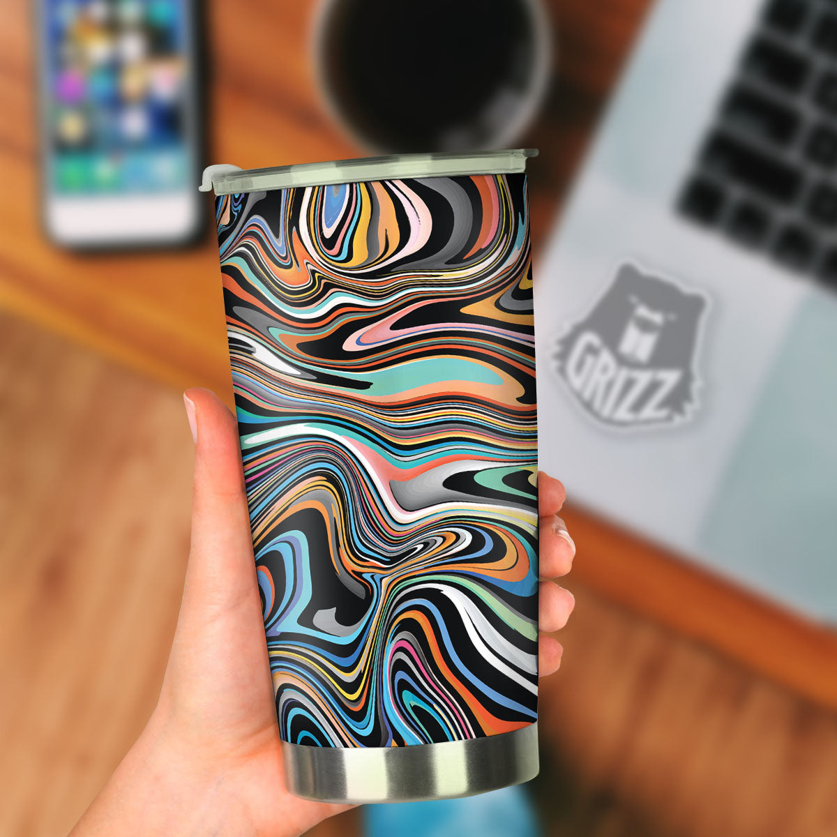 Wavy Psychedelic Print Pattern Tumbler-grizzshop