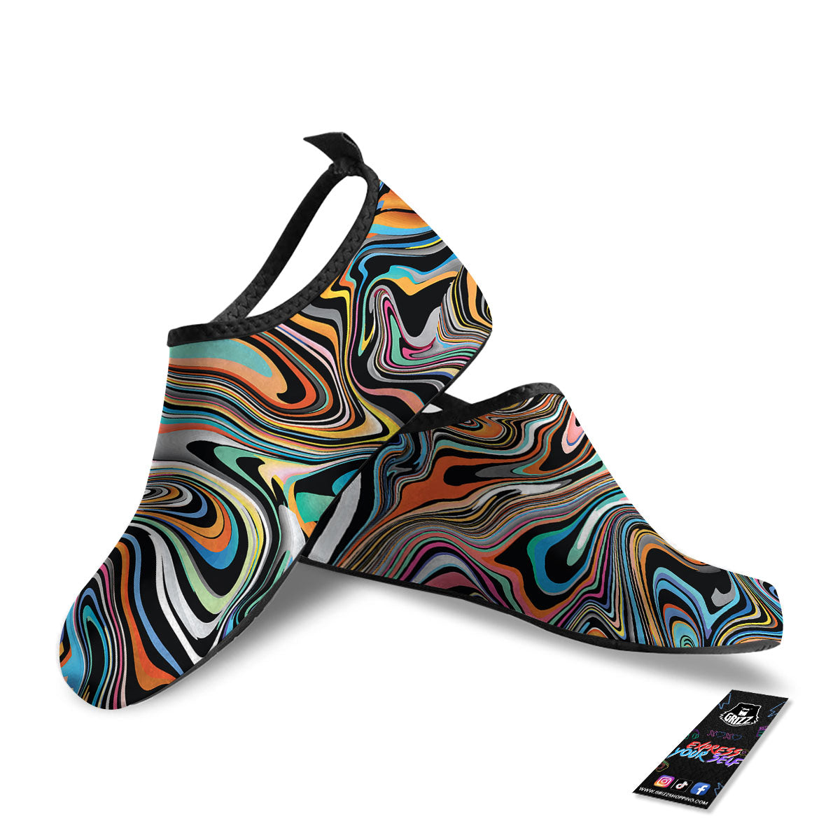 Wavy Psychedelic Print Pattern Water Shoes-grizzshop