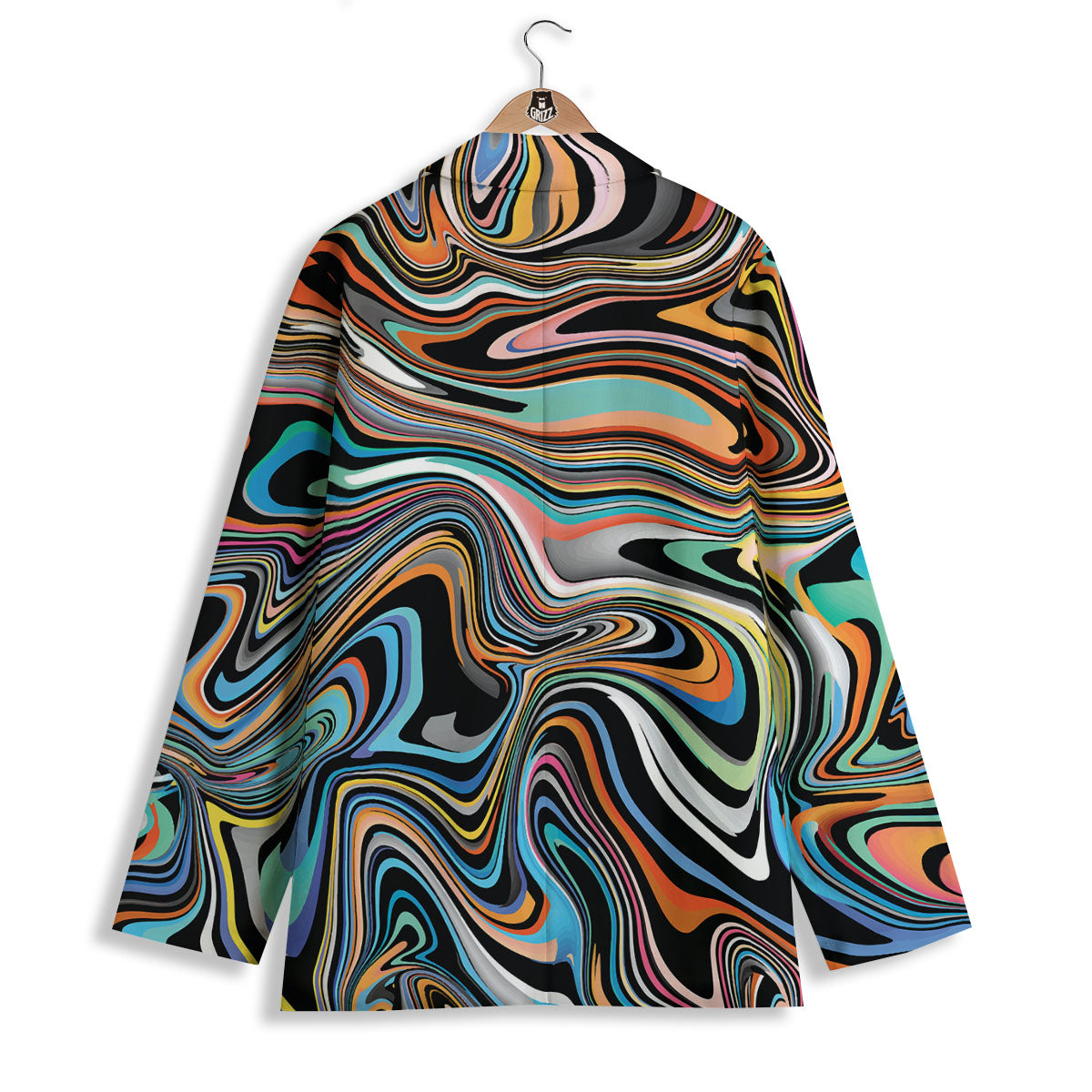 Wavy Psychedelic Print Pattern Women's Blazer-grizzshop