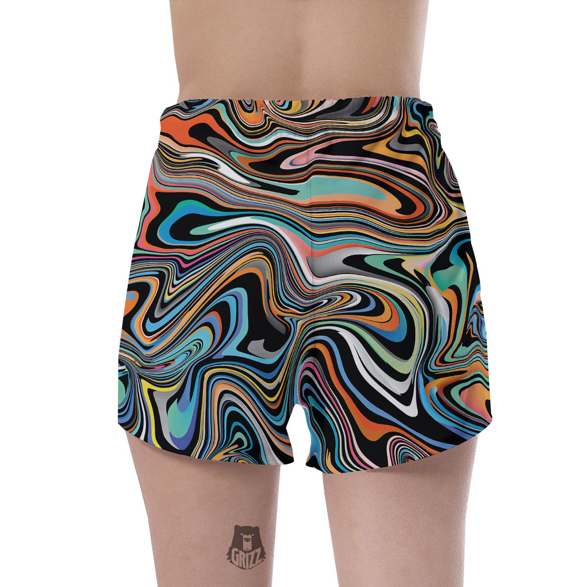 Wavy Psychedelic Print Pattern Women's Shorts-grizzshop