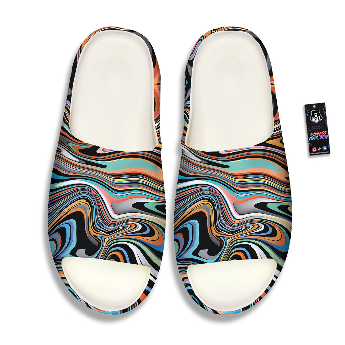 Wavy Psychedelic Print Pattern Sandals-grizzshop