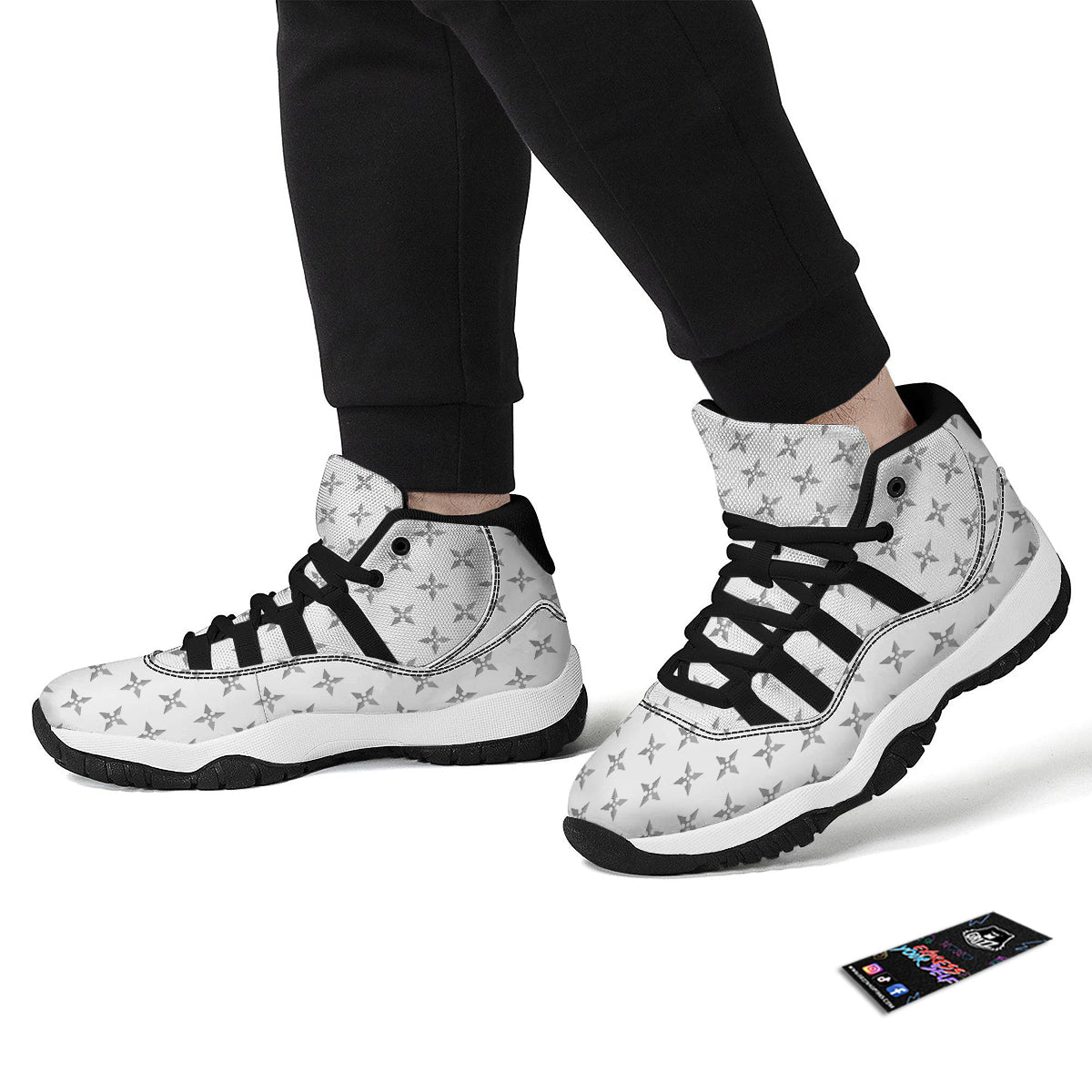 Weapon Ninja Print Pattern Black Bball Shoes-grizzshop